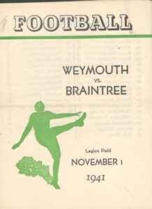 Game program, Weymouth vs Braintree, 1 November 1941